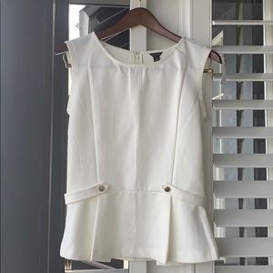 Ann Taylor cream zip down blouse